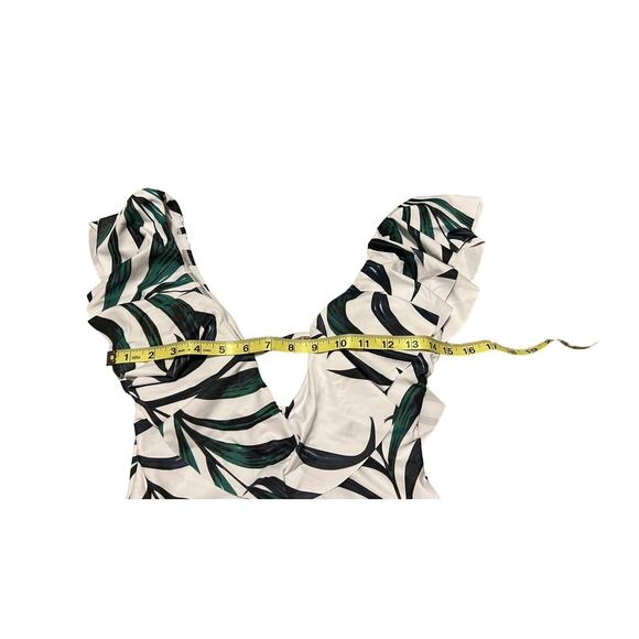 Women One Piece Swimsuit V Neck Ruffle Bathing Suit Padded Leaves Small Summer - Picture 5 of 14